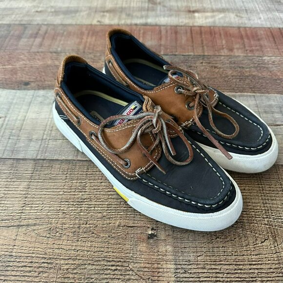 Sebago Docksides Men's Brown/Black Slip On Boat Shoes Size 6 - Picture 1 of 12